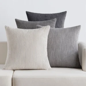 EMEMA 4 db 45×45 cm kordbársony párnahuzat szett – sötétszürke